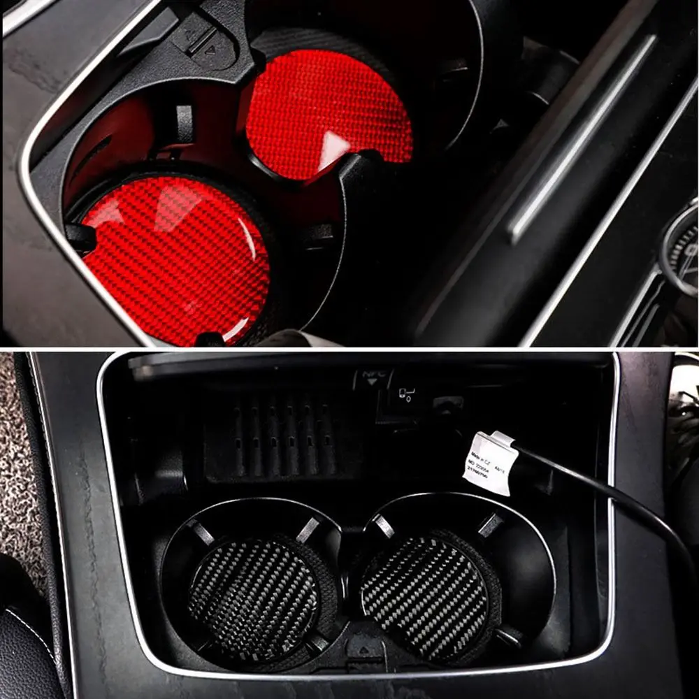 

2Pcs PVC Water Cup Mat Carbon Fiber Car Coaster New Car Carbon Fiber Coaster for Car