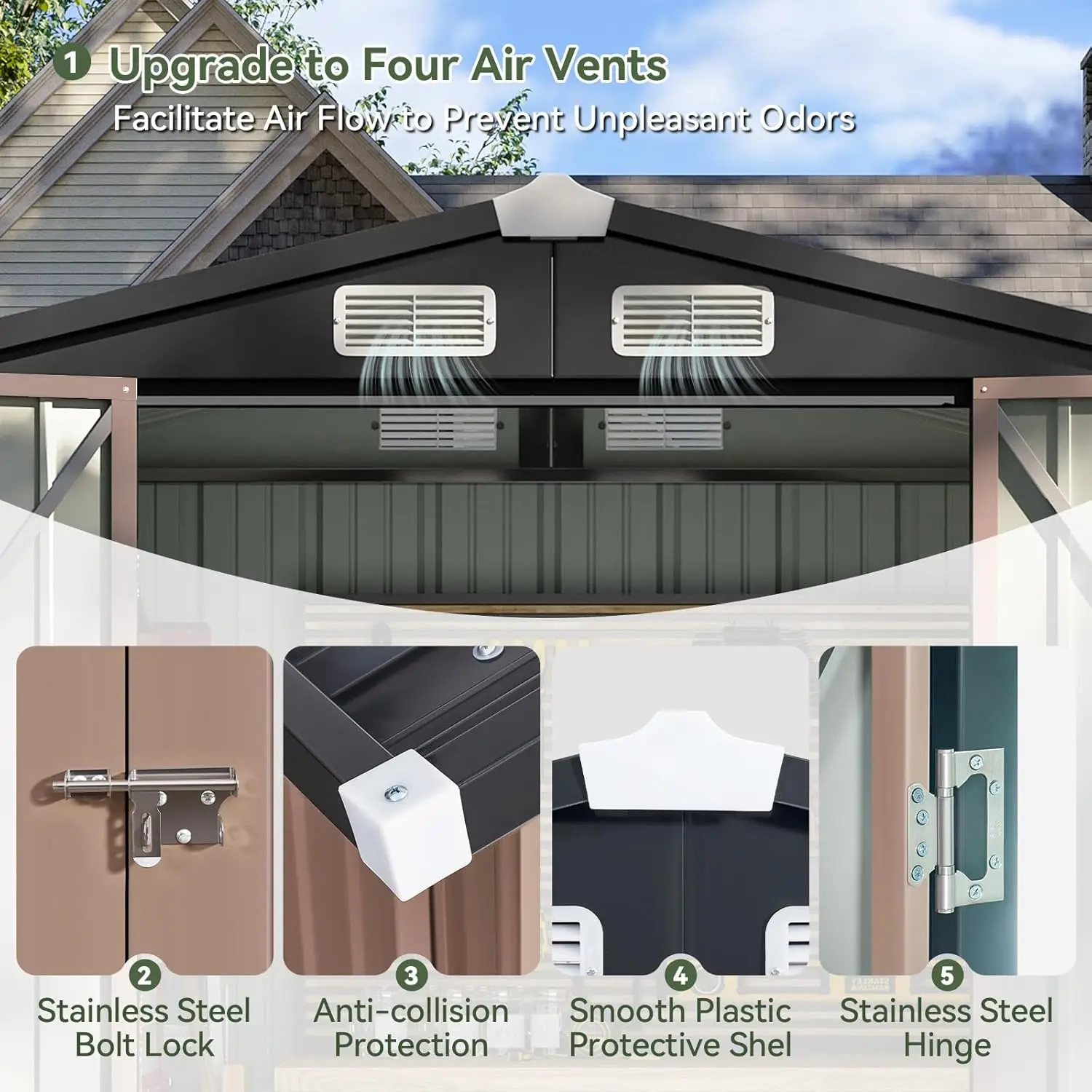 6.2x4 FT Outdoor Metal Storage Shed 4