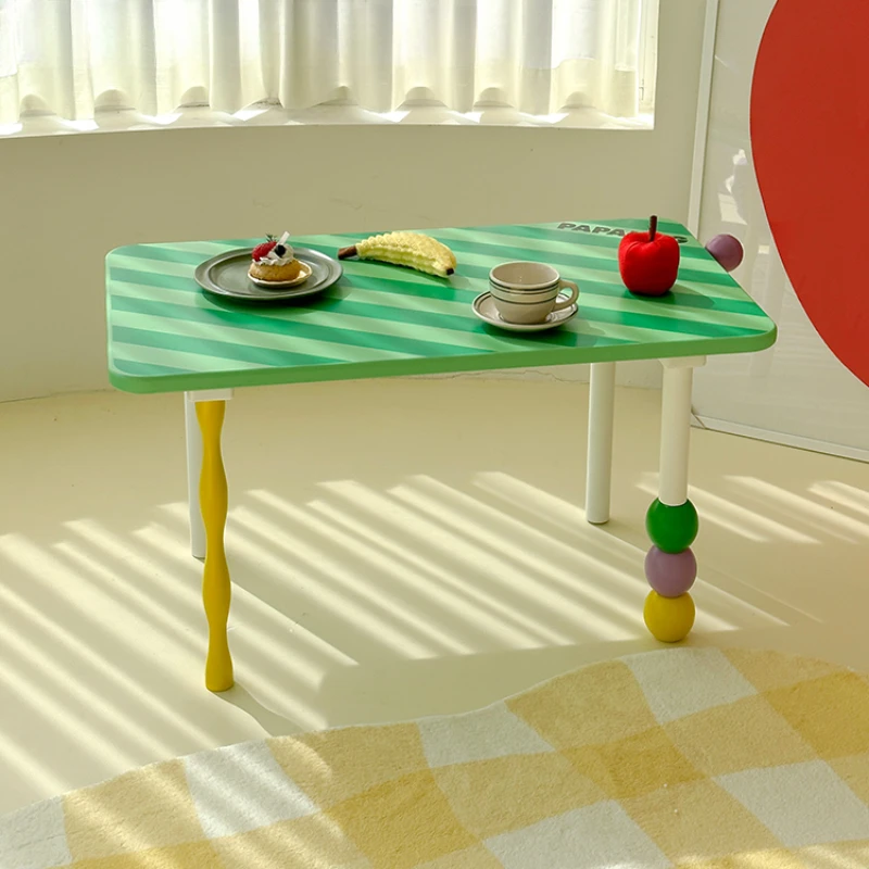 

Creative Striped Geometric Table Writing Desk Study Home Picture Book Graffiti Bedroom Living Room Small Coffee Table Work Table