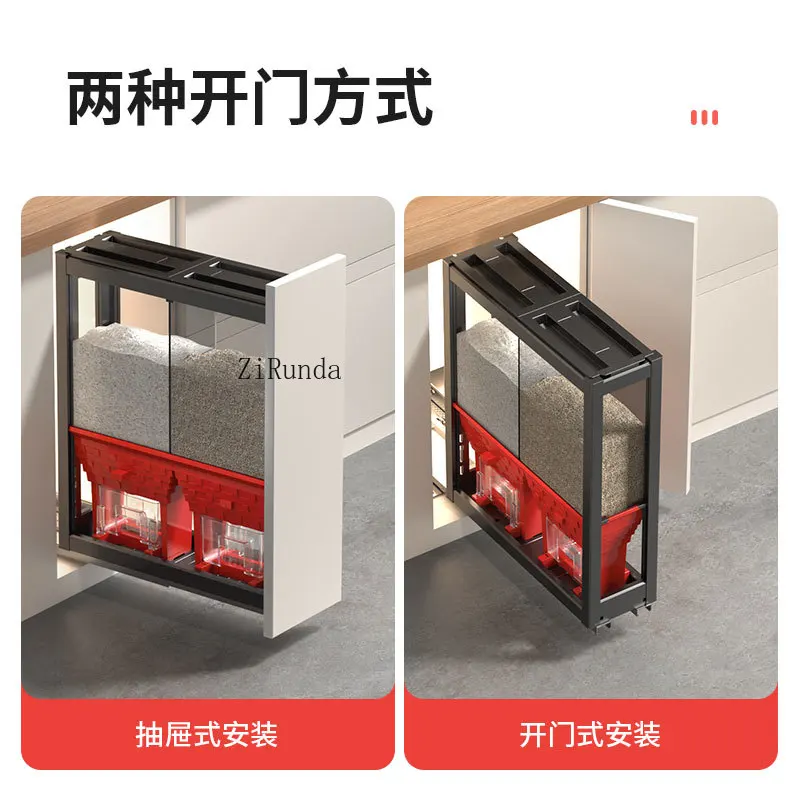 Kitchen cabinet basket drawer type embedded rice storage box rice cabinet