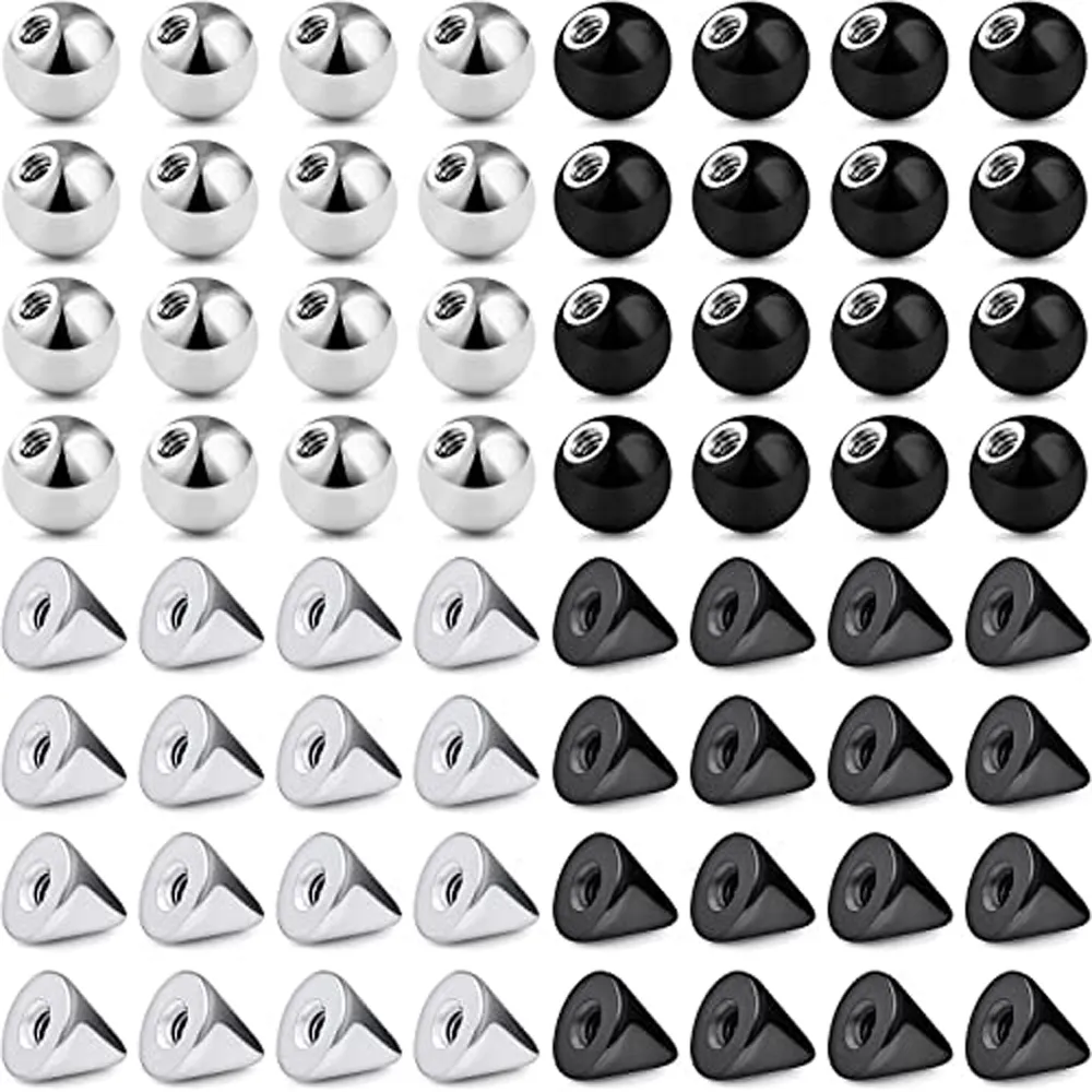 16/64 Pcs Externally Threaded Piercing Balls Stainless Steel Replacement Balls Piercing Parts Lip Tragus Helix Body Jewelry 16G