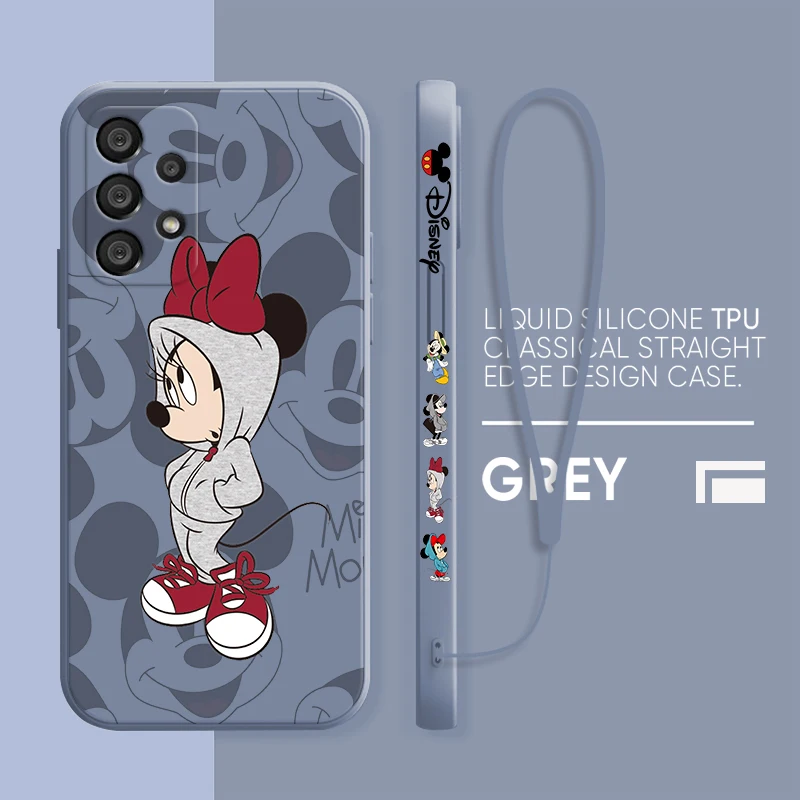 thumbnail image 1 of Disney Mickey Minnie Mouse Phone Case For Samsung A73 A53 A33 A52 A32 A71 A51 A21S A03S A50 A30 5G Liquid Left Rope Funda, 1 of 5