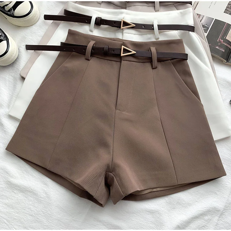 Unua amo 2022 Summer Wide Leg Shorts Women Fashion Wild Office Lady Work Casual High Waist Suit Shorts With Belt cargo shorts