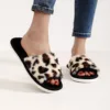 Hot Sale Cross Straps Double Straps Plush Slippers Sexy Leopard Soft Sole Floor Shoes Home Non-slip Warm Lightweight Flip Flops 5