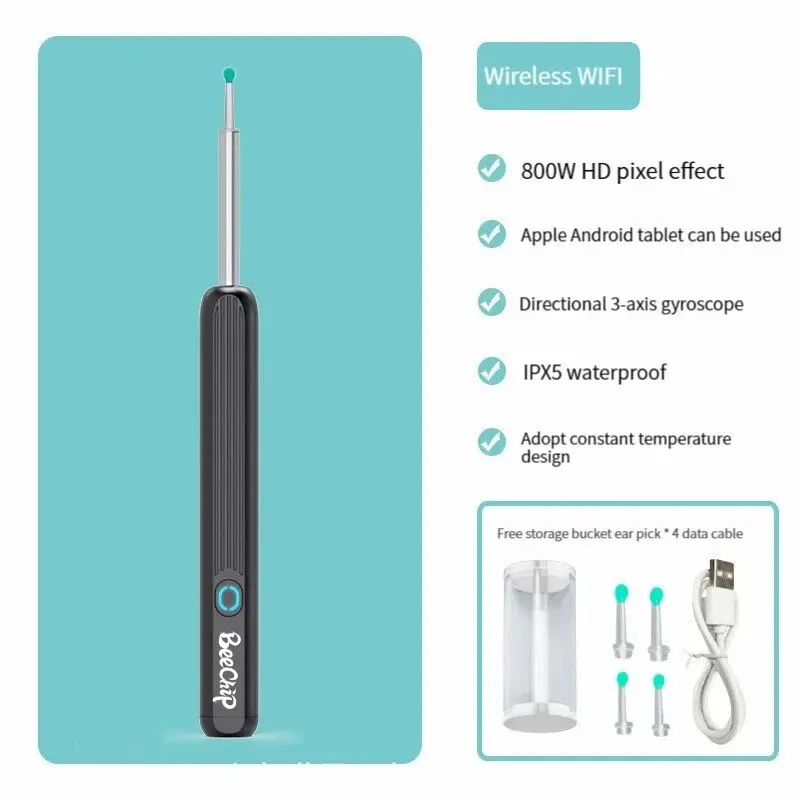 Wireless WiFi Ear Pick Otoscope Camera Borescope Luminous Ear Wax Cleaning Health Care Cleaner Visible Scoop