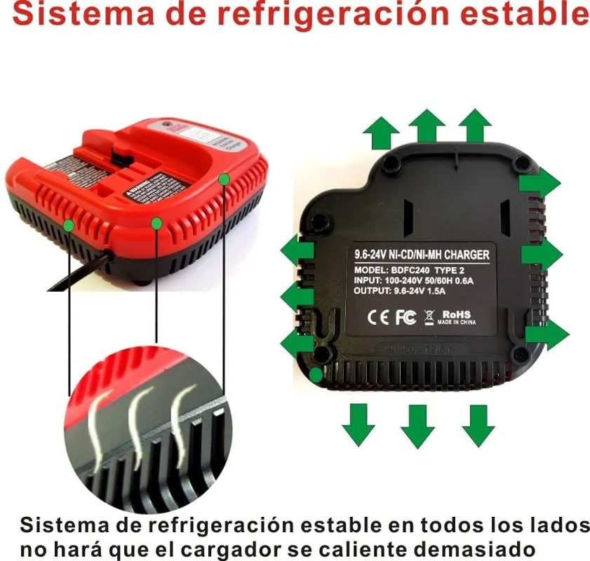 Replacement Black & Decker 9.6V-18V-24V NiCd NiMH Battery Charger BDCCN24  BDFC240 - RHY Battery