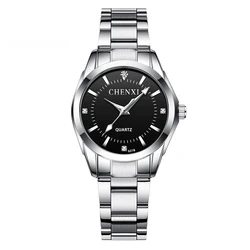 Women's Luxury Stainless Steel Luminous Quartz Wristwatch (Black)