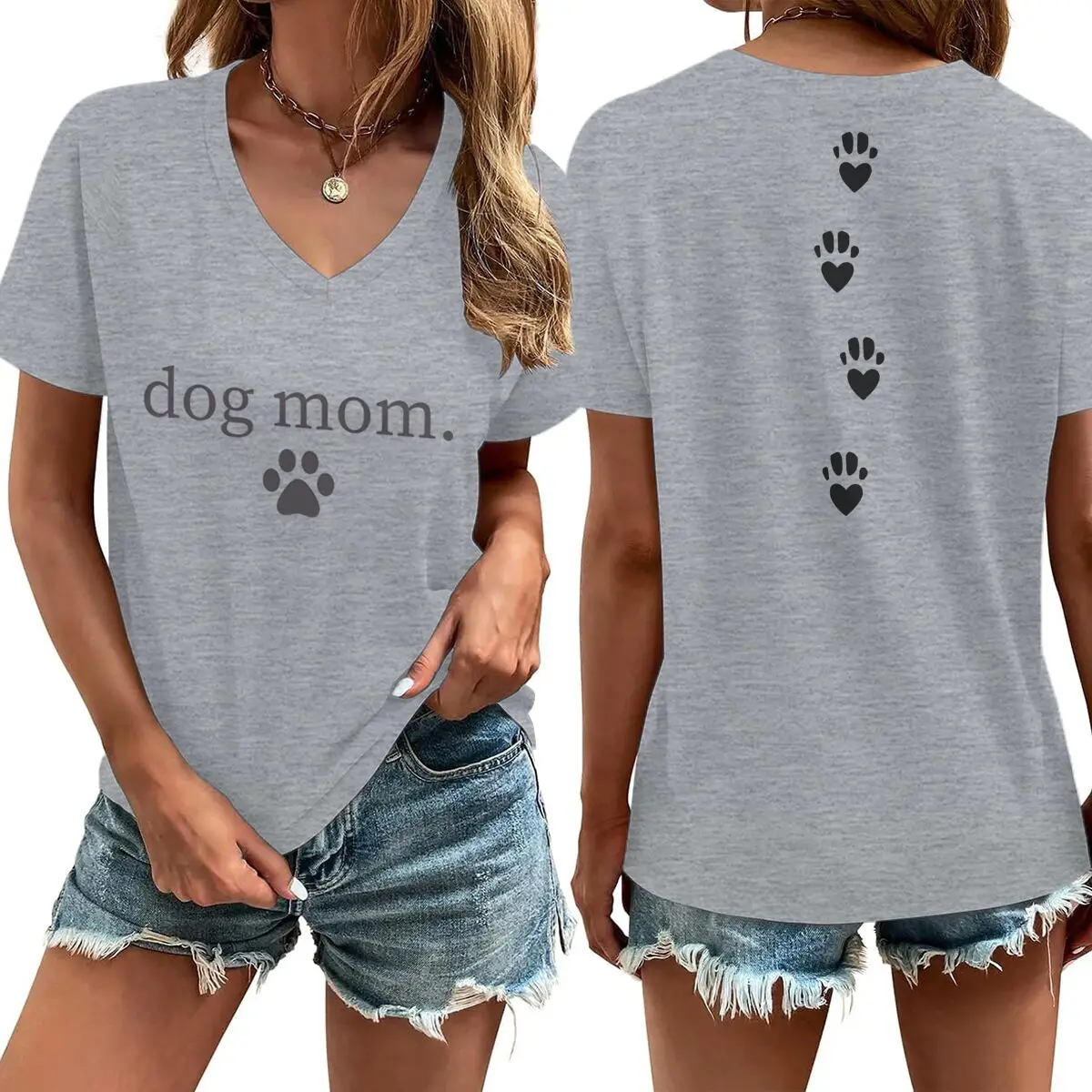 Dog Mom V-Neck Tee 4