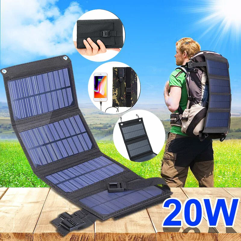 10W 5V Pannello solare pieghevole Telefono Caricabatterie campeggio zaino  USB 
