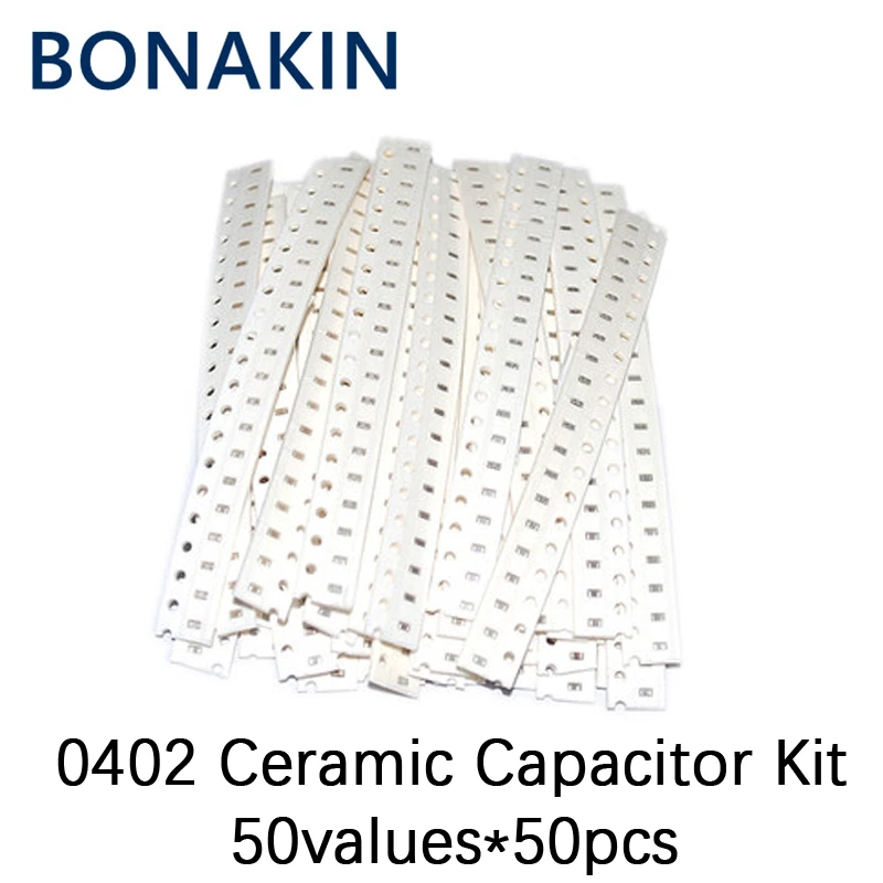 

0402 SMD Ceramic Capacitor Assorted Kit 1pF~10uF 50values*50pcs=2500pcs Chip Ceramic Capacitor Samples ki