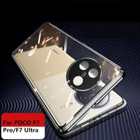 Metal Case For Xiaomi POCO F7 Ultra Magnetic Double Sided Tempered Glass Phone Cases For POCO F7 Pro With Camera Protection