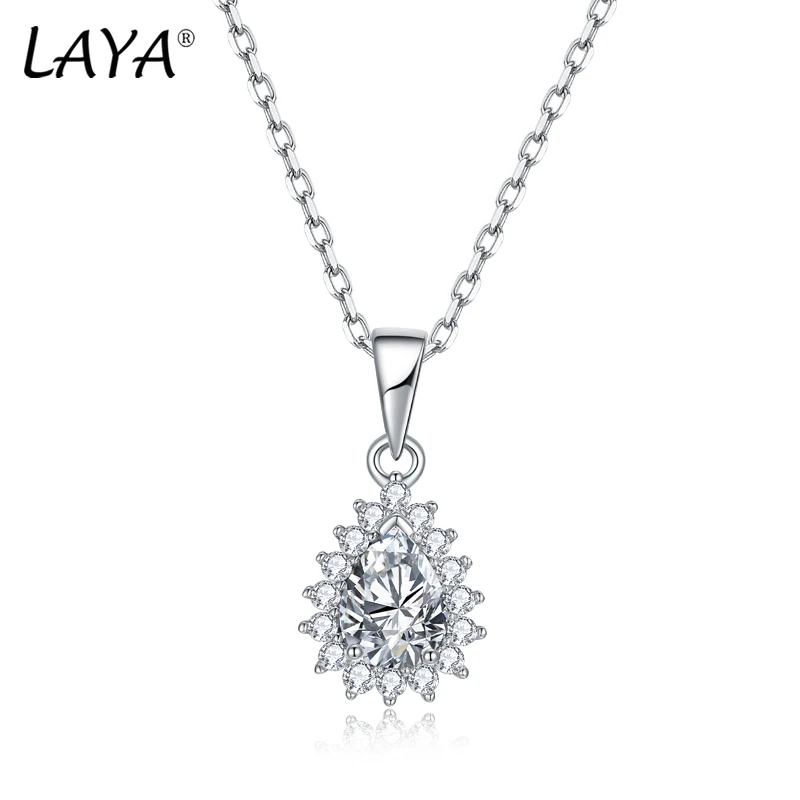 

LAYA 925 Sterling Silver 1ct Pear Cut Full Moissanite D Color VVS1 Engagement Wedding Pendant Necklace For Women Fine Jewelry