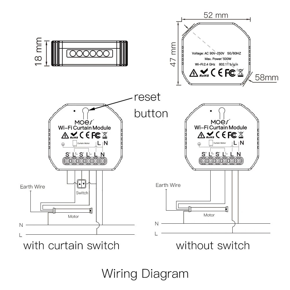 WiFi Mini Smart Curtain Switch Module Roller Blinds Shutter Motor Smart Life Tuya APP Remote Control Work with Alexa Google Home images - 6