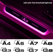아우디 A1 A3 A4 A5 A6 A7 A8 Q3 Q5 Q7 Q8 RS용 USB 전원 이동 LED, 잘 온 페달 자동차 스커프 플레이트 도어 씰 조명, 신제품