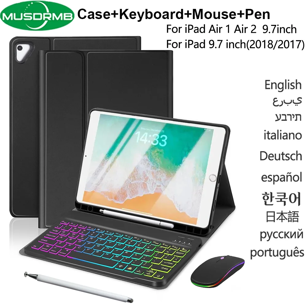 Wireless Detachable Keyboard Case with Mouse and Stylus