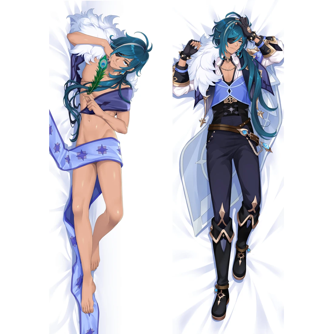 

Game Kaeya Pillowcase Male Genshin Impact Costume Dakimakura Hugging Body Case Long Peachskin 2-Side Printed Pillow Cover Case