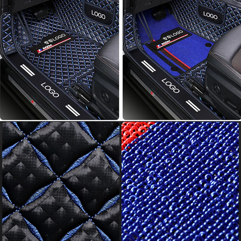 Tapis de sol de voiture en cuir PU personnalisé avec logo, ensemble complet  de tapis, accessoires intérieurs pour Honda, Toyota, Mercedes Benz, Audi,  BMW