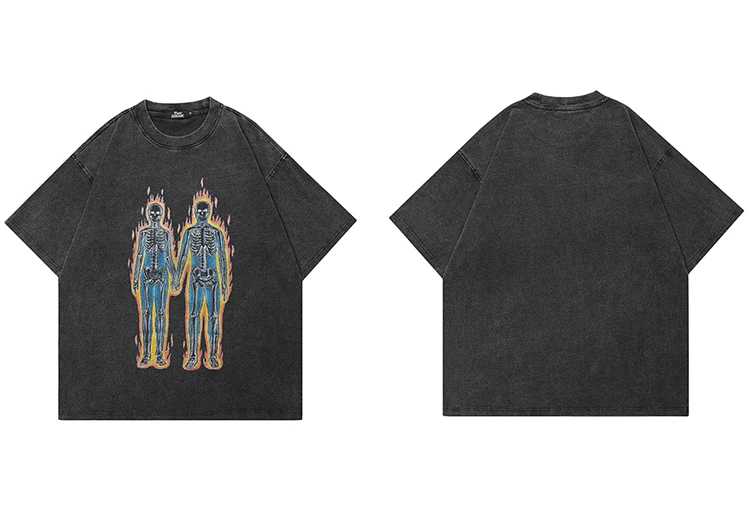 Flaming Skeleton Duo Graphic T-Shirt Sa4d6b65d6e3c4ce4998cca7b55e457709