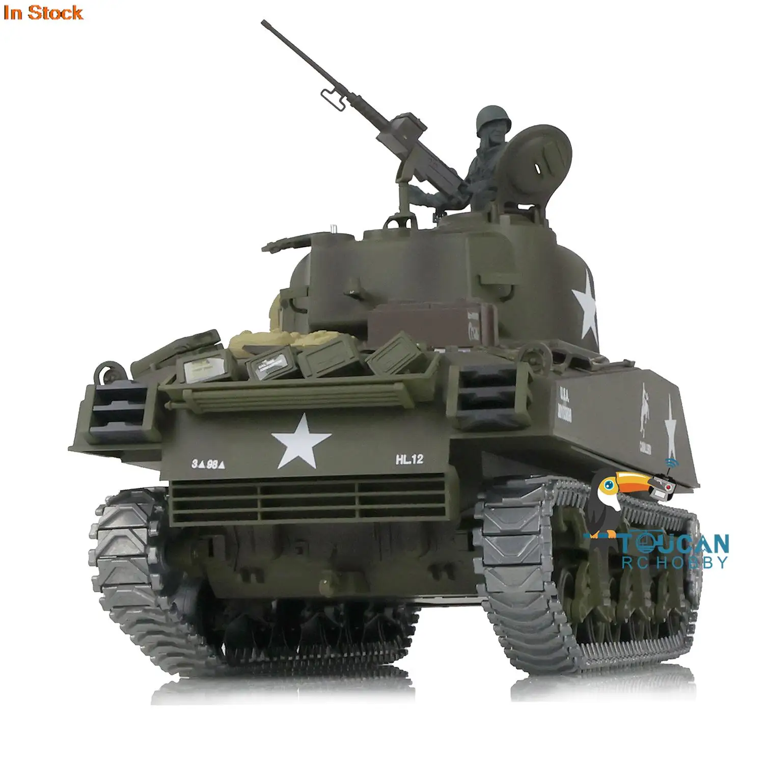 1/16 HENG LONG RC Tank 7.0 Upgraded M4A3 Sherman 3898 Metal Tracks Barrel Recoil Gearbox Idler Smoke Unit Engine Sound TH17673 5