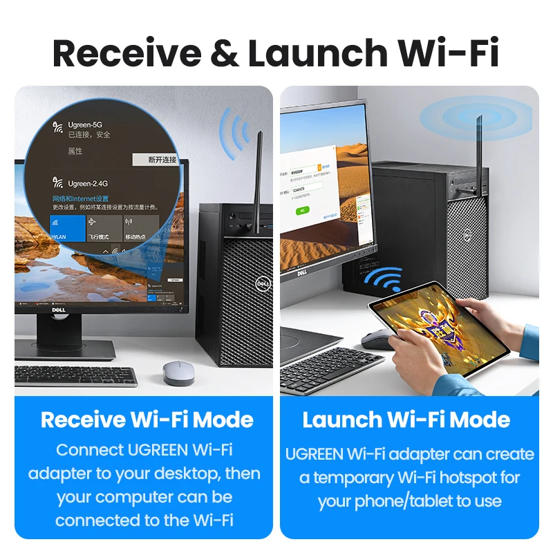 Ugreen Wifi Adaptador Ac650 Ac1300 5g & 2.4g Antena Wifi Usb para Computador Windows Usb Ethernet Adaptador Placa de Rede Wi-fi Dongle - Imagem 6