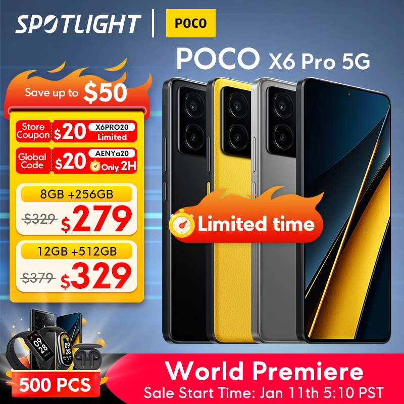 【World Premiere】POCO X6 Pro 5G Global Version 256GB / 512GB Dimensity 8300-Ultra 6.67" 1.5K Flow AMOLED DotDisplay 64MP 67W NFC - AliExpress - ТОП-товары этого лета