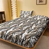 1 Simple modern Curve Geometry printed matte Fitted Sheet, bedroom printed bed cover, bedding (excluding pillowcases) 1