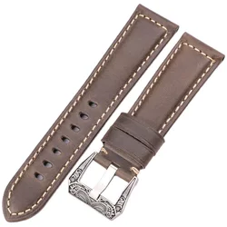 Elegant Multicolor Genuine Leather Watch Band Bracelet - 22mm (Green)