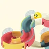 Baby Bath Toys Wall Bathtub Toy Assembling Slide Wind-Up Duck Slide Bathroom Shower Tracks Water Toys for Toddlers Kids Gifts 4