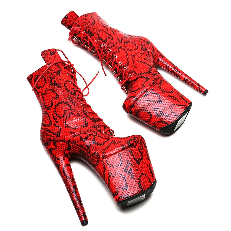 Leecabe 20cm/8inches Snake PU  Fashion  High Heel platform   Pole Dancing boot