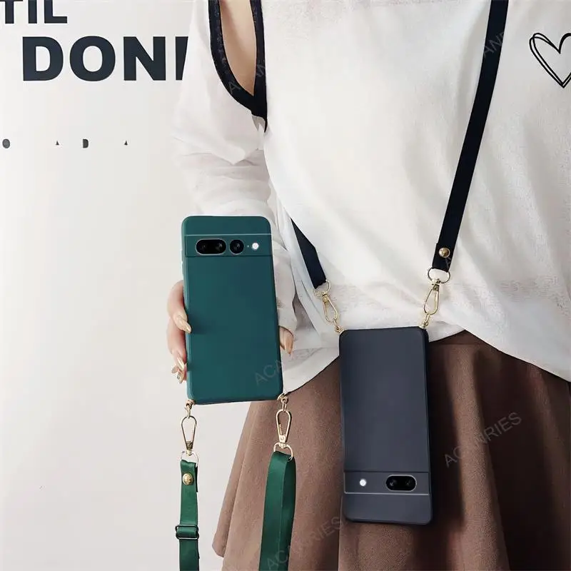 Liquid Silicone Necklace Strap Crossbody Lanyard Phone Case - Durable Back Cover and Hands-Free Convenience