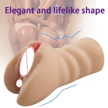 Male Realistic Pussy Masturbators Cup Vagina Real Anal Double Channels Sex Toys For Men Masturbation Sexdoll 2