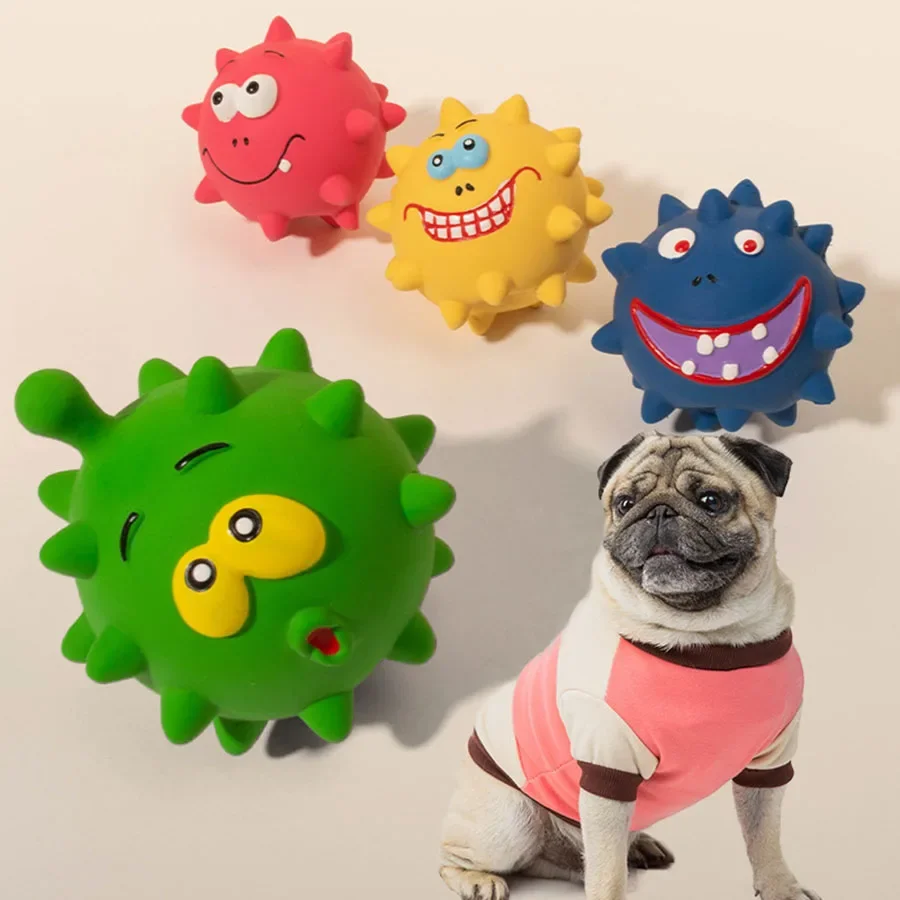 New Pet Latex Toy Latex Speaks Emotional Face Stinger Ball Small Dog Grows Teeth and Cleans Teeth Ball Dog Toy