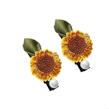 Alternative view of 2Pcs Fashionable Hair Tie With Elasticity Design Floral Hair Clip Suitable For Sports And Casual Wear