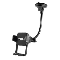 Enhanced Dashboard Phone Holder for Car - 360° View with 11in Flexible Long Arm, Universal Handsfree Sucker Mount Stand (Black)