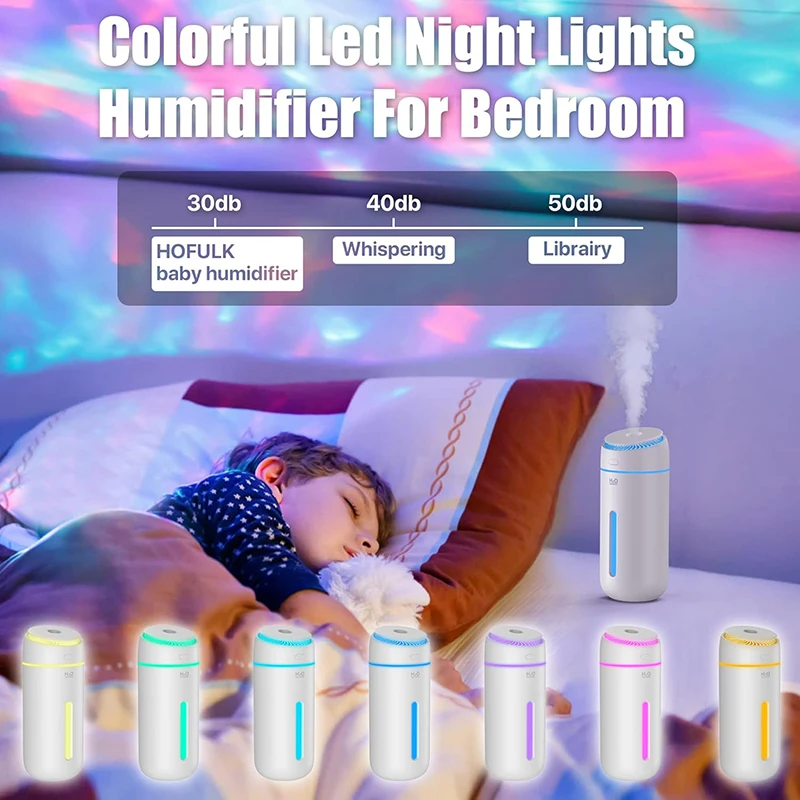 Small Cool Mist Humidifiers For Bedroom Tiny Home Room Humidifier USB 400ML Travel Mini Portable Personal Desk Car Air Humidifie 4