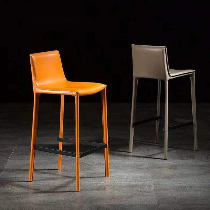 Italian Minimalist Saddle Bar Chair Modern Simple High Stool Back Bar ...