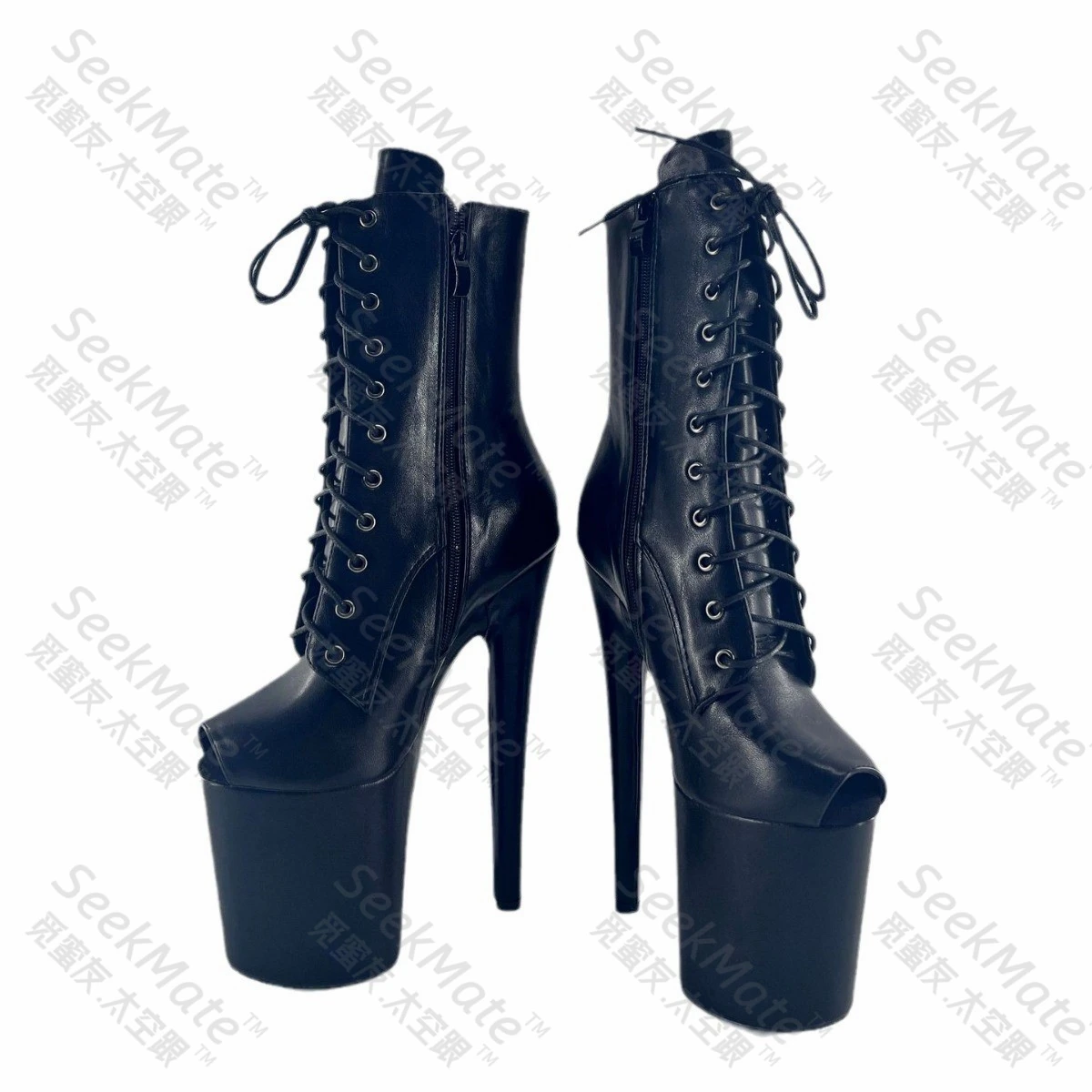 European and American ultra-high heels 20CM steel pipe dance boots, fish mouth sexy performance shoes, large-sized matte matte f