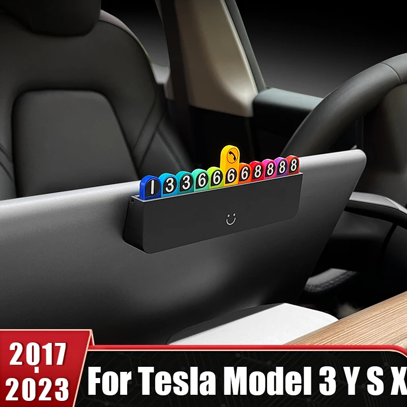 

For Tesla Model 3 Y S X 2017 2018 2019 2020 2021 2022 2023 Car Temporary Parking Card Phone Number Plate Stickers Accessories