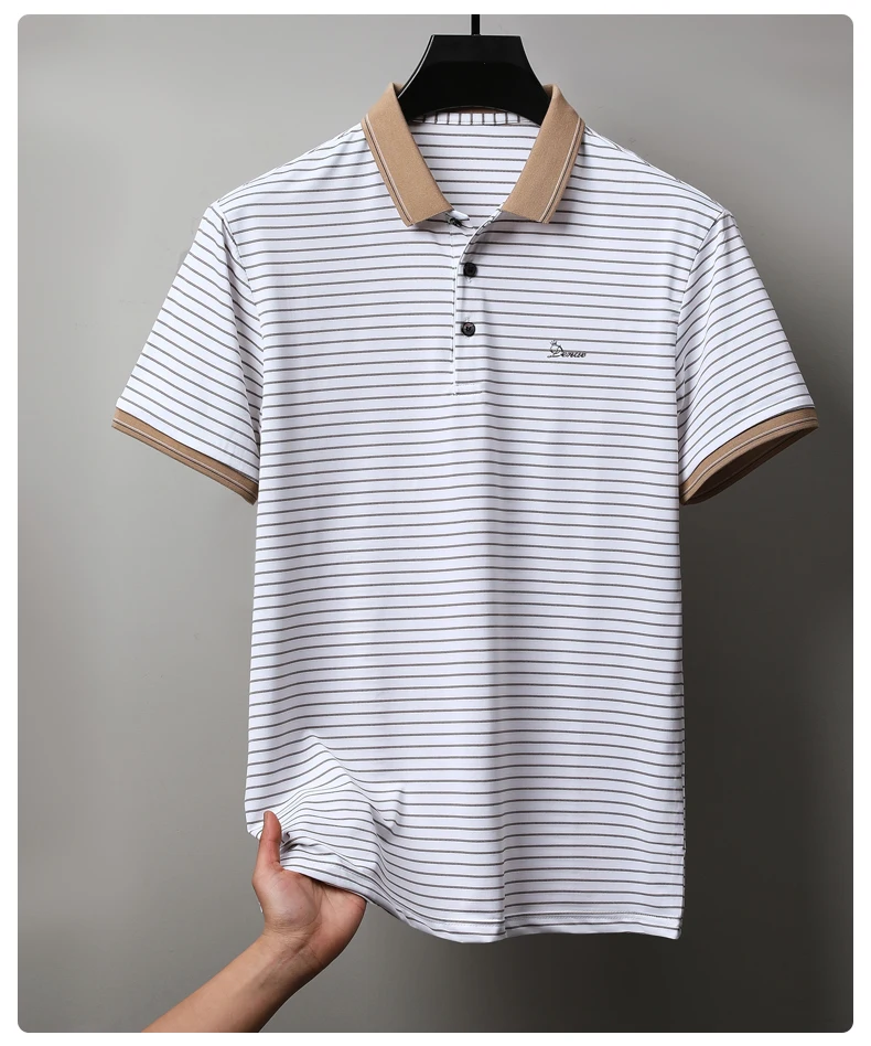 High quality luxury brand short sleeve polo shirt exquisite emboss comfort casual summer lapel T-shirt fashion stripe men's wear 21 Sa4d7d2f3d79d4f50a27712c0b89c6e54w