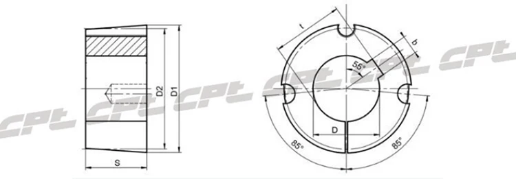Description Picture 5 of itemCPT SPA V-Belt pulley double Groove, 130.5 outside diameter, 125mm pitch diameter, 1610 Bushing, SPA125-02-1610