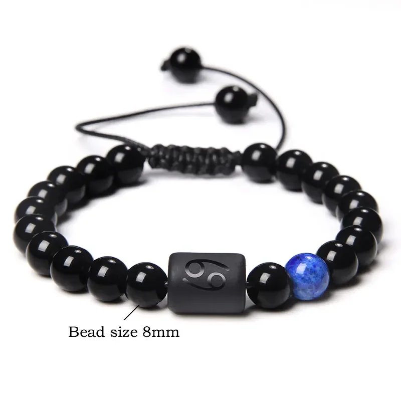 12 Constellation Zodiac Signs Bracelet Black Onyx Beads Cancer Leo Onyx Braided Bracelet for Women Men Couples Jewelry Gift 2 12 Constellation Zodiac Signs Bracelet Black Onyx Beads Cancer Leo Onyx Braided Bracelet for Women Men Couples Jewelry Gift 2