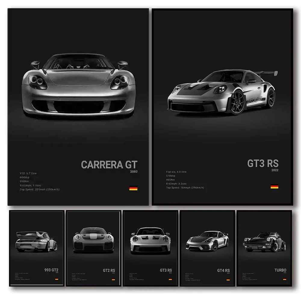 Car Poster Print German Sports 911 GT3 RS Turbo HD Canvas Wall Art Garage Living Room Home Decor