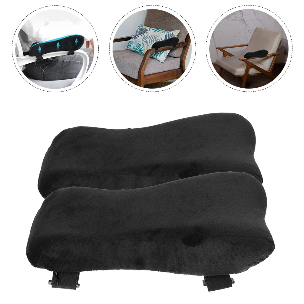 2 Pcs Chair Arm Pad Rest Cushion Black Chairs Computer Pads Desk Elbow