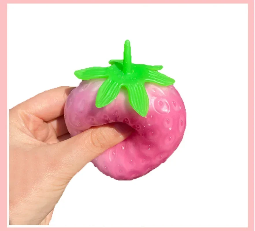 Simulated Color-changing Strawberry Squishy Kids Anti Stress Relief Ball Fidget Decompression Toys for Children Sensory Autism 6