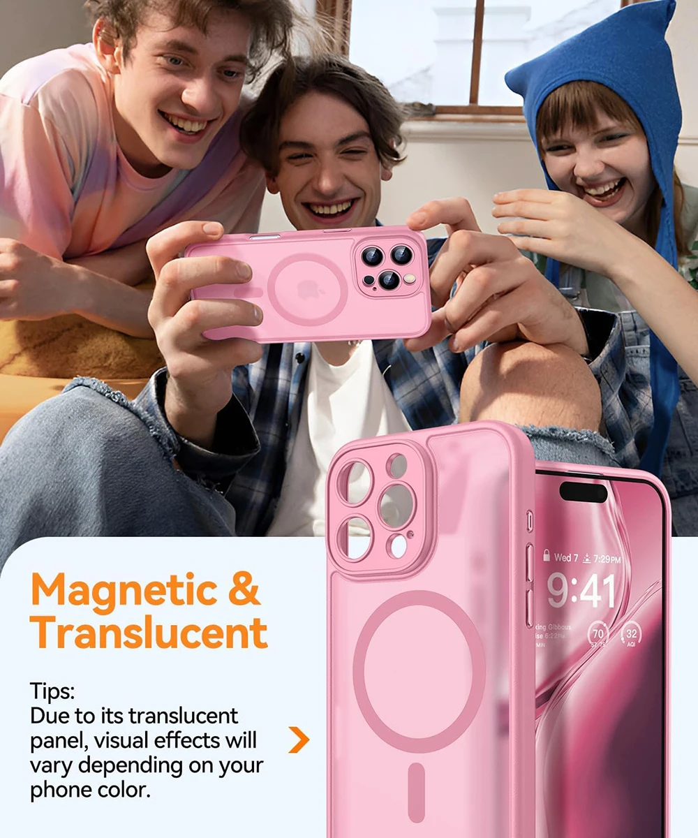 Luxury Transparent Candy Color Matte Hybrid Hard Case with Soft Magnetic Feature