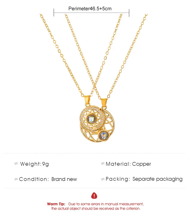 Collana Magnetica A Cuore Per Coppia - Ti Amo In 100 Lingue - Gioielli Abbinati Con Ciondolo Magnetico, 2 Catene Incluse - 4