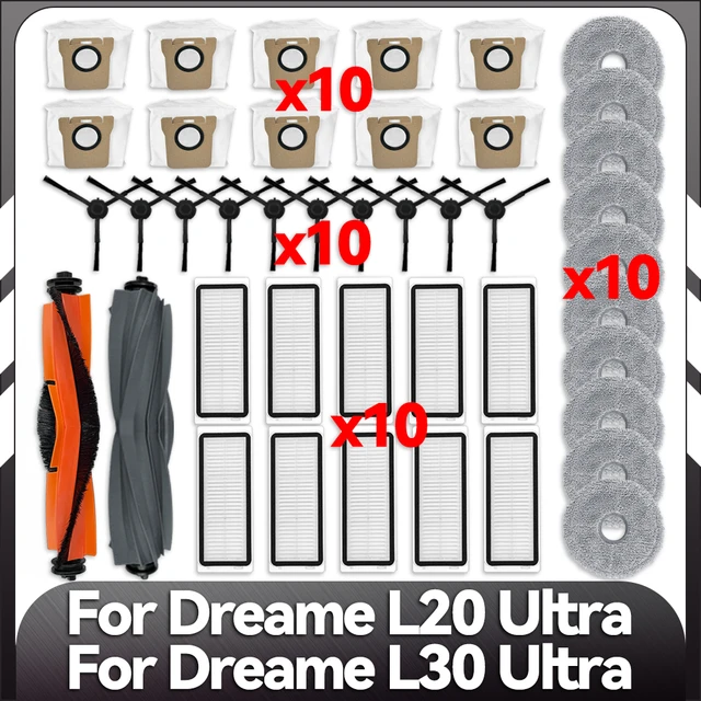 1Set Replacement Accessories For Dreame L20 Ultra / L20 Ultra Complete  Robot Vacuum Cleaner,Main Brush, Dust Bags, Mop Cloth - AliExpress