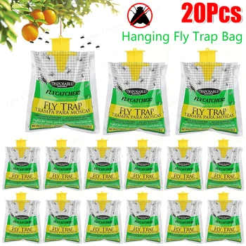 1-20Pcs Hanging Flies Flytrap Fly traps Pack Disposable Non-Toxic Water-Soluble Catcher Bag For Household Garden Supplies 1