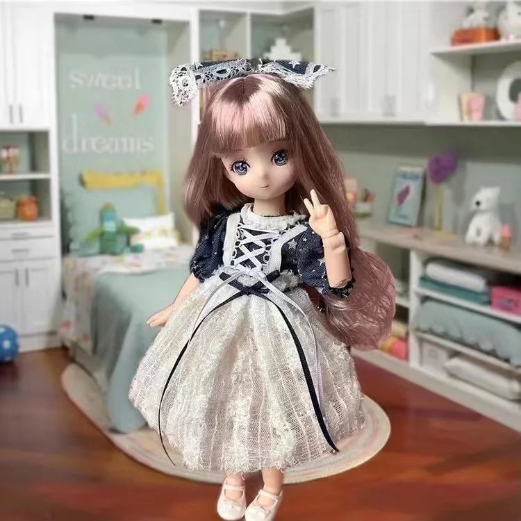 1/6 Kawaii Doll 30cm Cute Blyth Doll Joint Body Fashion BJD Dolls Toys with Dress Shoes Wig Make Up Gifts for Girl pullip 16cm full set bjd doll 13 moveable joint dolls yellow eyes3d blue eyes bjd toy smile face dress up make up toys girls gift dolls