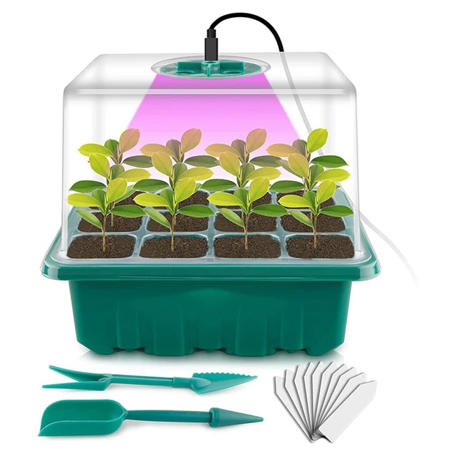 2X Vetőmag Indító Tálca Készlet, Növényi Csírázás Készlet -Starter Páratartalom Kupolával És Az Üvegházhatás Alapja - Image 5